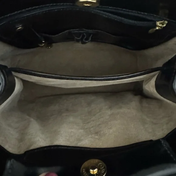 Vintage Brahmin Black Crocodile-Embossed Bag Purse EUC - Picture 9 of 13